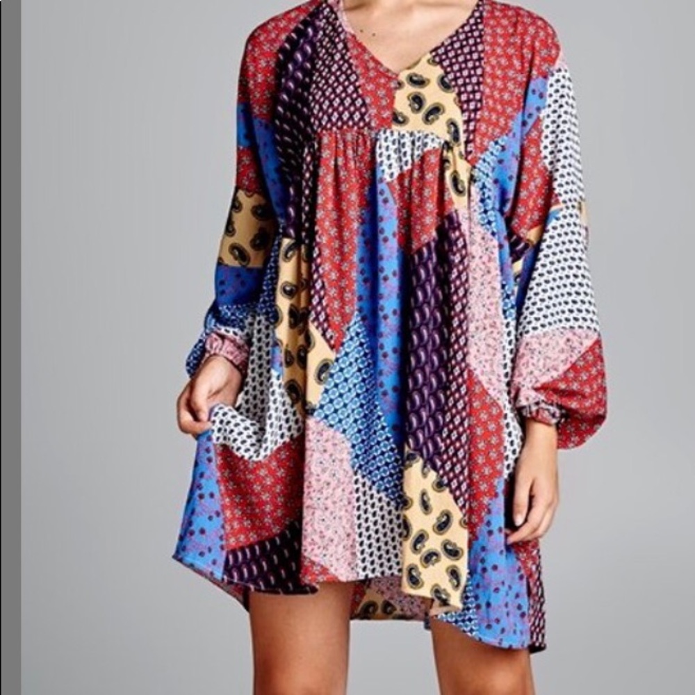 Boho style patchwork dress